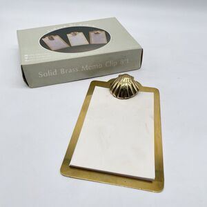 Andrea by Sadek Solid Brass Memo Clip 8” Sea Shell w/ Box Vintage Made in Taiwan